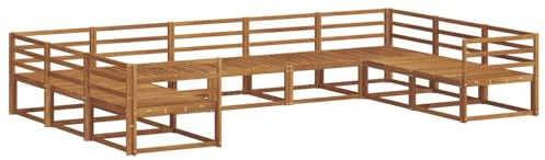 vidaXL Outdoor-Sofagarnitur 9 pcs Natur Massivholz Akazie, Outdoor modernes Sofa Set, robuste Patiosammlung, vielseitige Gartenmöbel, Sectional Lounger für Entspannung im Hinterhof