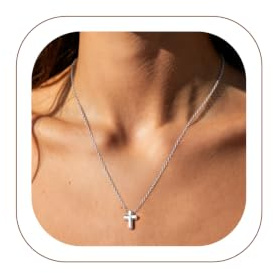 FindChic Kreuz Kette Damen, Kreuzkette Christliche Geschenk Halskette mit kreuzanhänger