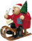 KWO Olbernhau Räuchermann Weihnachtsmann mit Schlitten, 18 cm, Mehrfarbig