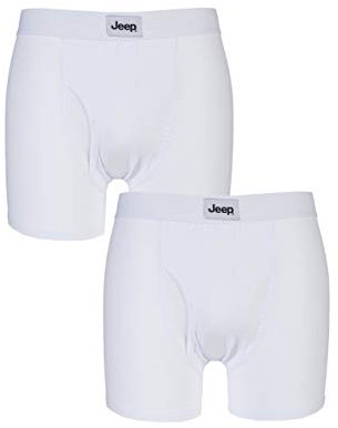 Jeep Men's Cotton Plain Fitted Key Hole Trunk Boxer Shorts - White S