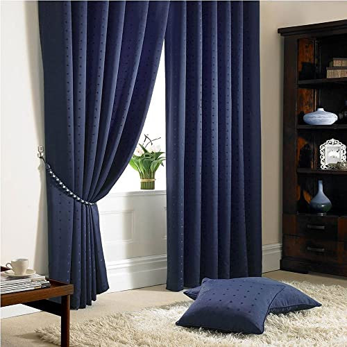 Tony's Textiles Madison Navy Tape Top Curtains 90 Wide x 90 Drop
