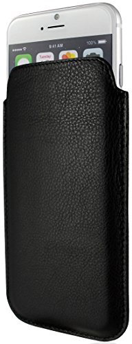 KEIB Echt Leder Tasche für Apple iPhone SE (2020), iPhone 8 / 7 und iPhone 6/6S, Schwarz extra Dünn, Lederhülle, Hülle