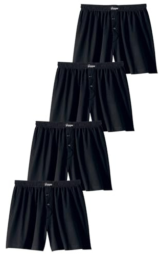 Le Jogger Herren Boxer (4 Stück) | Baumwolle, Lockere weite Passform, Knopfleiste vorn, Maschinenwäsche, Reine Baumwolle, Weites Bein, Bequem sitzend