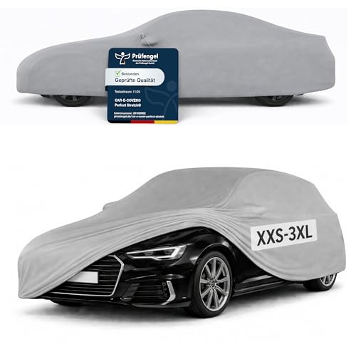 Car-e-Cover Autoabdeckung Indoor Stretch - Car Cover Vollgarage Gr. L | Elastisches 180 g/m² Jersey, atmungsaktiv & lackschonend, konturgenau, Staubschutz für Garage & Halle, 3 Farben, 8 Größen