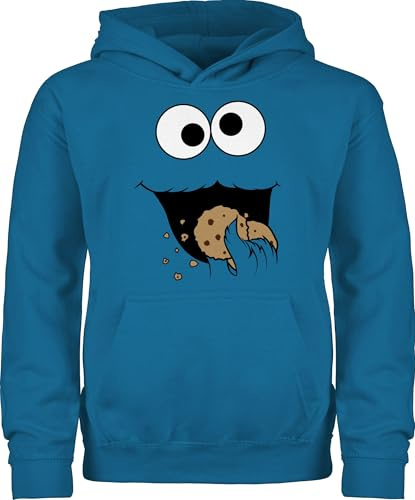 Shirtracer - Kinder Hoodie Jungen Mädchen - Karneval & Fasching - Keks Monster I Krümelmonster I Cookie Monster Fastnacht I Fasnacht I Fasnet