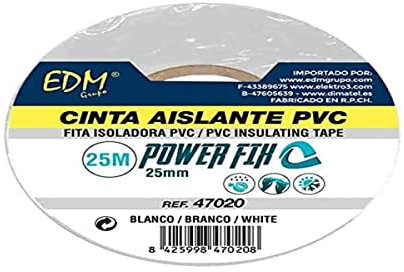 Edm 47020 Cinta Aislante, Blanca, 25 mm x 25 m