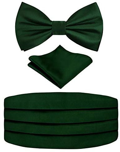 Alizeal Mens Solid Pre-Tied Party Einstellbare Fliege, Cummerbund und Pocket Square Geschenk Set
