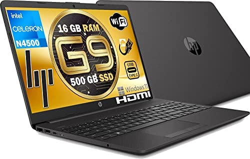 HP 250 G9 Notebook Portatile, RAM 16Gb DDR 4, Ssd Nvme 500GB Display HD 15.6, Intel 2 Core N4500 fino a 2,8 GHz, Wi-fi, 3 usb, webcam HD, Win 11 Pro 64 bit, Libre office, pronto All'uso