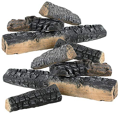 Carlo Milano Dekoholz für Kamin: 8er-Set Keramik-Dekorations-Holzscheite für Bioethanol-Öfen (Keramikholz für Bioethanol-Kamin, Deko-Kaminholz, Tischkamin)