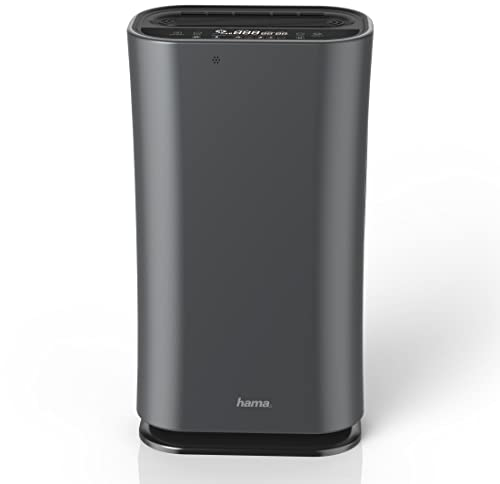 Hama Luftreiniger filtert 99,2% Viren, Pollen, Tierhaare, Hausstaub (4-fach Filter, Ionisator Luftreiniger für Allergiker, Aktivkohlefilter gegen Gerüche, Schlafmodus, Räume bis 52m²/200 m³/h) grau