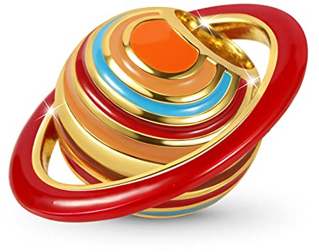 GNOCE Kosmischer Planet Charm Perle Sterling Silber 18 Karat vergoldet Dangle Beads Charm Fit Armband Halskette Mode Schmuck Geschenk für Frauen Mama Mädchen (Saturn)