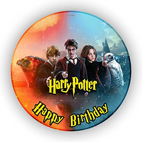 Essbare Tortenaufleger - Tortenaufleger Geburtstag - Tortendeko Harry Potter - Geburtstagskuchen Deko aus Fondant - Rund 20 cm - Esspapier Tortendeko - Tortenaufleger Harry Potter - Cake Decoration