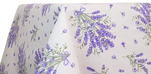 BIANCHERIAWEB Tischdecke für Küche und Wohnzimmer, Design Lavendel, Made in Italy, Tischdecke aus 100% Baumwolle, 140 x 240 cm
