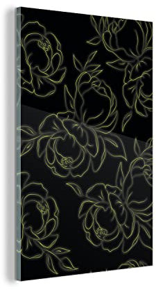 Glasbild Glasfoto Wandbild Bilder Deko 20x30 cm Blumen - Rosen - Muster - Neon