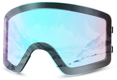 Odoland Ski Goggles Set with Detachable Magnetic Lens, Frameless Interchangeable Lens for Cloudy or Sunny, Anti-Fog UV Protection Men Women Snow Goggles for Skating Skiing and Snowboard Blue