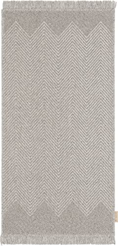 AGNELLA Noble Poco Teppich - Teppichboden 100% Ungefärbte Wolle, Natur, Minimalistisch, Weich, Modern, Skandinavisch, Indoor, 80X160 Grau