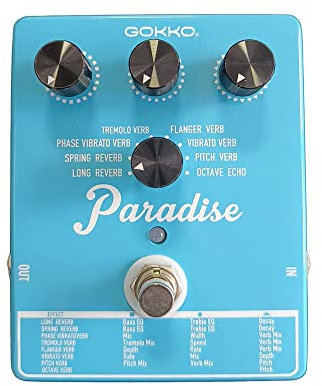 GOKKO AUDIO GK-47 Reverb Guitar Pedals for Electric Guitar, Paradise Verb Guitar Effects Pedal 7 Modes Long, Spring, Phase Vibrato, Tremolo, Flanger, Vibrato, Pitch