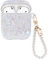 Glitzernde Airpod Taschen mit Perle als Schlüsselanhänger für Mädchen Frauen, Stoßfeste TPU Silikon-Schutzhülle, Ultradünn, Kein Geruch, Anti-Rutsch, kompatibel mit Airpods 1/2 - Glitzernd Weißer