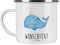 Mr. & Mrs. Panda Personalisierte Emaille Tasse Wal Konfetti - Personalisierte Geschenke, Meer, Emaille Tasse mit Namen, personalisierte tasse,