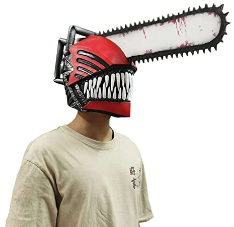 Chainsaw Man Denji Cosplay Maske - Anime Rollenspiel Latex Kopfabdeckung Maske Helm Maskerade Zubehör Party Kostüm Requisiten Kettensäge Mann Kopfbedeckung Maske für Kinder und Erwachsene