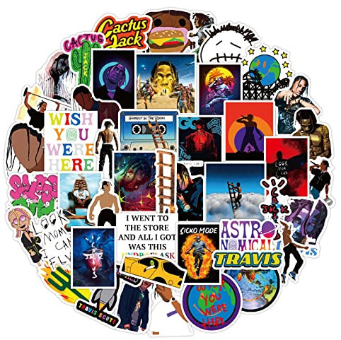 Adkumil Rapper Music Stickers 50 Psc,Hip Hop Vinyl Waterproof Stickers for Personalize Laptop,Car,Motorcycle,Skateboard,Guitar,Piano,Helmet,Cool Stickers for Adults Teens Kids Hippie