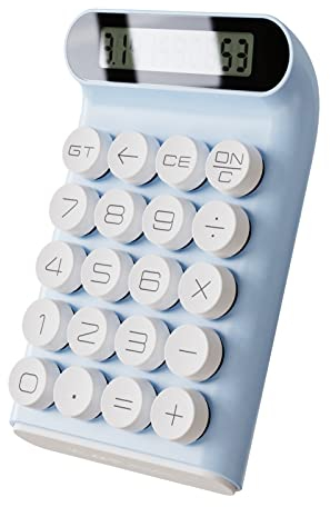 Sudemota Retro-Rechner, Mechanische Tastatur, Tragbarer Computer, 10-Stelliges LCD-Display, FinanzbüRo, Mode-Rechner, Blau