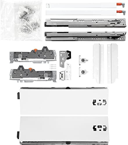BLUM Schubladenschienen TANDEM SET; Zargenhöhe 115mm inkl. Reling 227mm, mit TIP-ON BLUMOTION, 30kg, NL400mm, Seidenweiß, bis KB600mm