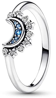 PANDORA Celestial Blue Sparkling Moon Ring 192675C01-48