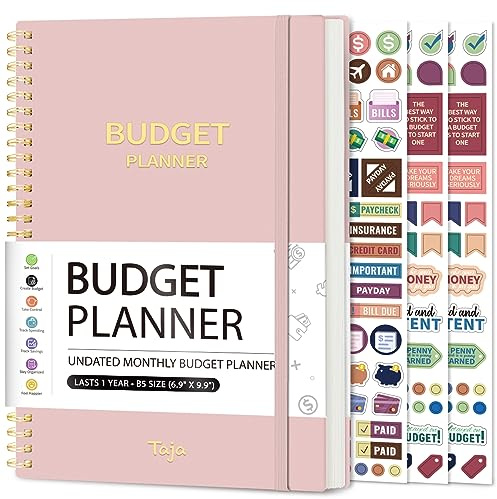 Budget Planner - Monthly Budget Book with Expense Tracker Notebook, Undated Bill Organizer & Finance Planner to Take Control of Your Money, Account Book to Manage Your Finances-Pink