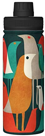 OGNOT Isolierte Wasserflasche, Edelstahl, wiederverwendbar, 530 ml, mit Vogelflocken, Wasserflasche