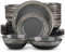 vancasso Dinner Sets, Stoneware Vintage Look Plates and Bowls Set, 32-Piece Dinner Set for 8, Include Dinner Plate, Dessert Plate, Pasta Bowl and Cereal Bowl, Arbre Grey