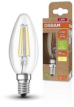 Osram SUPERSTAR+ CLASSIC B FIL 40 LED-Lampe, E14, Minikerzenform, 2,5W, 470lm, 2700K, warmweißes Licht, LED-Filament-Technologie, sehr geringer Energieverbrauch, Energieeffizienzklasse B