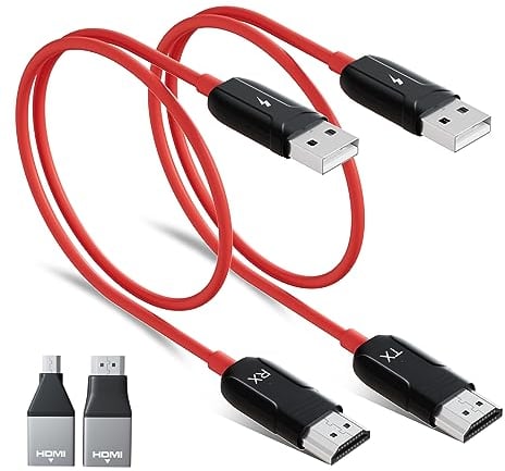 HDMI sans Fil, Transmetteur HDMI sans Fil avec Emetteur et Récepteur pour Streaming TV, Streaming Réunion, 1080p HD-MI Extender 2,4/5 GHz pour Ordinateur Portable, Home Cinéma (Rouge)