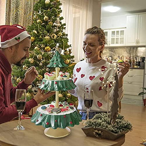 Kuchenständer Aus Kunstharz 2 Etagen Cupcake Ständer Dessert Turm Gebäck Serviertablett Weihnachtsbaum Form Für Weihnachtsfeier Dessert Rack