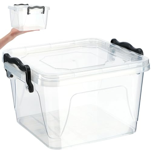 KADAX Aufbewahrungsbox mit Deckel, Robuster Plastikbehälter aus Kunststoff, Lunchbox, Transparente Frischhaltedose, Vesperdose mit Klickverschluss (2,4L)
