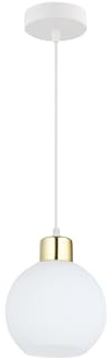 KAR LIGHTING Pendellampe | 1 flammige Pendelleuchte | Hängeleuchte aus Stahl, Glas | Farbe: Weiß, Fassung: E27 |Hängelampe für Wohn- und Bürobereiche