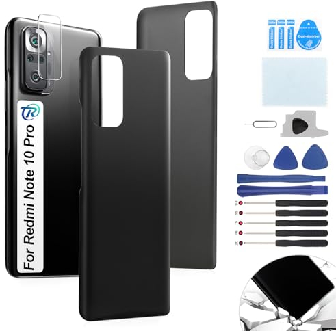 RongZy Ersatz für Xiaomi Redmi Note 10 Pro Backcover Akkudeckel Batterietür Gehäuse Rückseite mit Tool Kit (Grau)