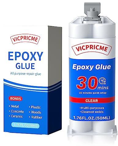 vicpricme Kunststoff-Kleber, 2 Teil Epoxid-Kleber klar, 1.76oz Spritze, wasserdicht Kunststoff Schweißen Klebstoff, zum Verbinden von Metall, Kunststoff, Holz, Keramik(30min glue 1pcs)