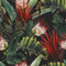 CRE8TIVE Tapete Blumen Palmenblatt 61 x 900cm Schwarze Rot Fototapete Blumen Selbstklebende Tapete Tropische Tapete Vintage Fototapete Wohnzimmer Schlafzimmer Tapete Badezimmer Wasserfest Schrankfolie