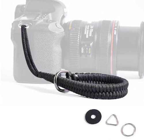 2 Pcs Camera Strap, Camera Wrist Strap, Camera Strap Quick Release, Camera Hand Strap, Rope Camera Strap, Quick Release Paracord Rope Camera Hand Strap Compatible for DSLR or Mirrorless Camera(Black)