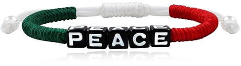 Zircobic Palästinensisches Armband Save Gaza | Palästinensische Schnur im Boho-Stil | Friedensfreiheit für Palästinenser | Glücksschutz Armband für Männer und Frauen | YA5029, Medium, Edelstahl,