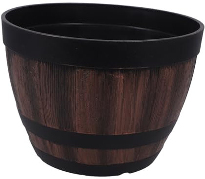 MERRYHAPY Blumentopf Pflanzer Für Whiskyfässer Fass Pflanzentopf Indoor-Topf Gartentöpfe Retro-töpfe Pflanzer Für Weinfässer Fasspflanzer Pflanzgefäße in Fässern Seerose Schale Harz