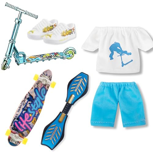 Toyhood Mini Fingerspielzeug Set, Finger Skateboard Finger Scooter Finger Schuhe Finger Spitzen Mini Fingerboards Training Requisiten Fingerspielzeug für Kinder Erwachsene Party Favors