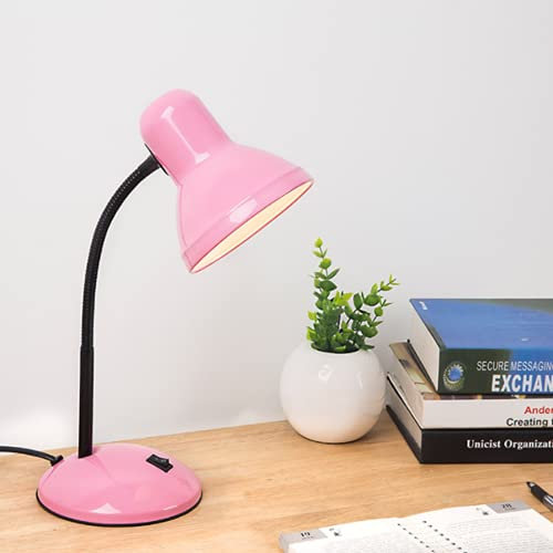 SSNCcNC Rosa, E27 Kinder Schreibtischlampen Einfache Vintage Leseleuchte Büro Studieren Schwanenhals Tischleuchte Retro Lernlampe Schlafzimmer Nachttischlampe Tischbeleuchtung Nachtlich