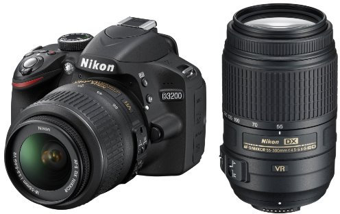 Nikon D3200 Kit black + 18-55 VR + 55-300 VR (Renewed)