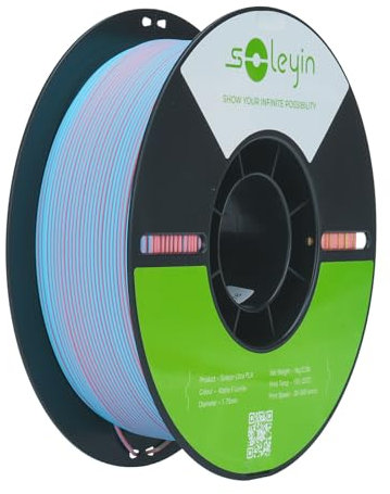 SOLEYIN Ultra PLA Matte Filament 1.75mm Bunt, 3D Drucker Filament 1kg Hochgeschwindigkeit 30-300mm/s Umweltfreundliche, für die meisten 3D-Drucker Creality Ender K1 K1C K2 plus (Bunt Fluorit)