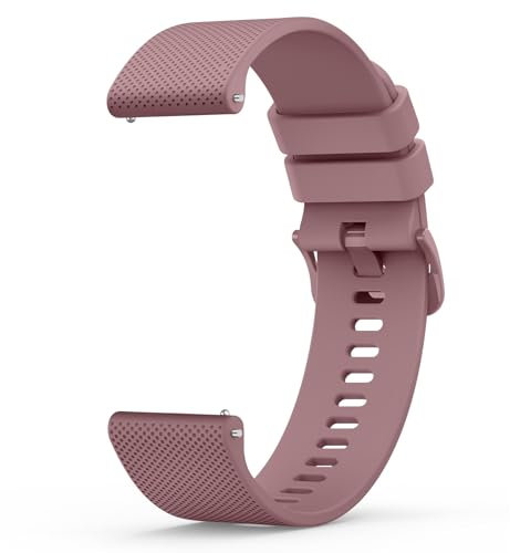 Silicone Watch Bands - Quick Release Waterproof Soft Rubber Replacement Straps with Silver Plated Stainless Steel Buckle 20mm 22mm (Violet Smoke, 20mm)