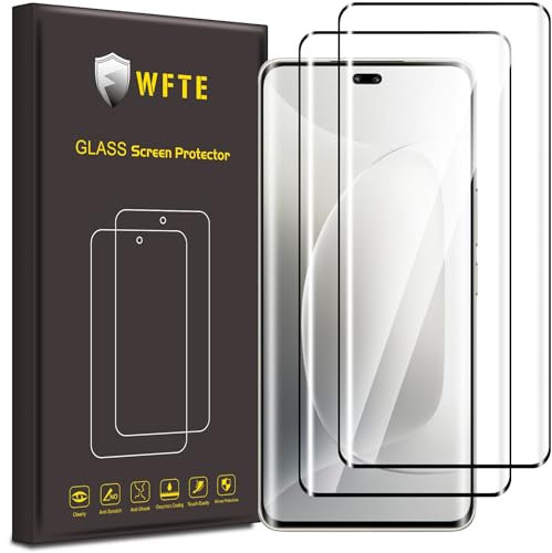 WFTE [Lot de 2 Verre Trempé pour Honor 300 Pro/Ultra/Honor 200 Pro/Ultra, 3D Couverture Complète Film de Protection D'écran avec Haute Transparence à 99% Protecteur avec Dureté 9H Glass (Noir)