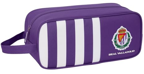 Safta Real Valladolid - Mittelgroßer Schuhschrank, Mehrzweck, für Sport, außerschulisch, Fußball, bequem und vielseitig, 34 x 14 x 15 cm, Violett/Weiß, M, Lässig
