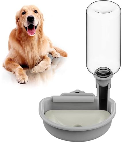 Faderr Automatic Pet Water Dispenser, 480ml Grey, Dog, Cat, Rabbit, Ferret, Small Animal, Gravity-Fed, ABS Material, 480ml Capacity, Cage/Crate Attachable
